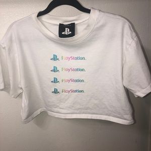 White PlayStation crop top